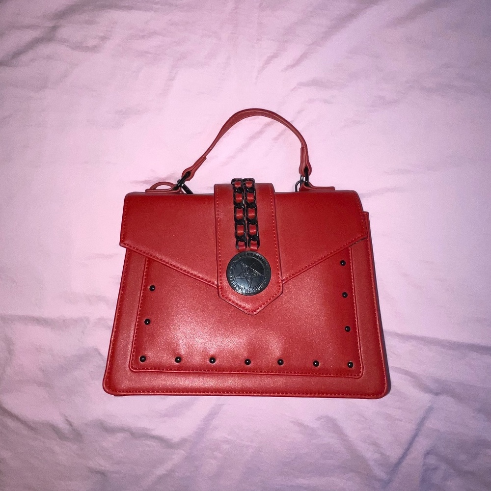 SOLD Red/Black Gothic Faux Leather Handbag